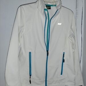 Koppen Women's White Ski Jacket with Blue Zippers